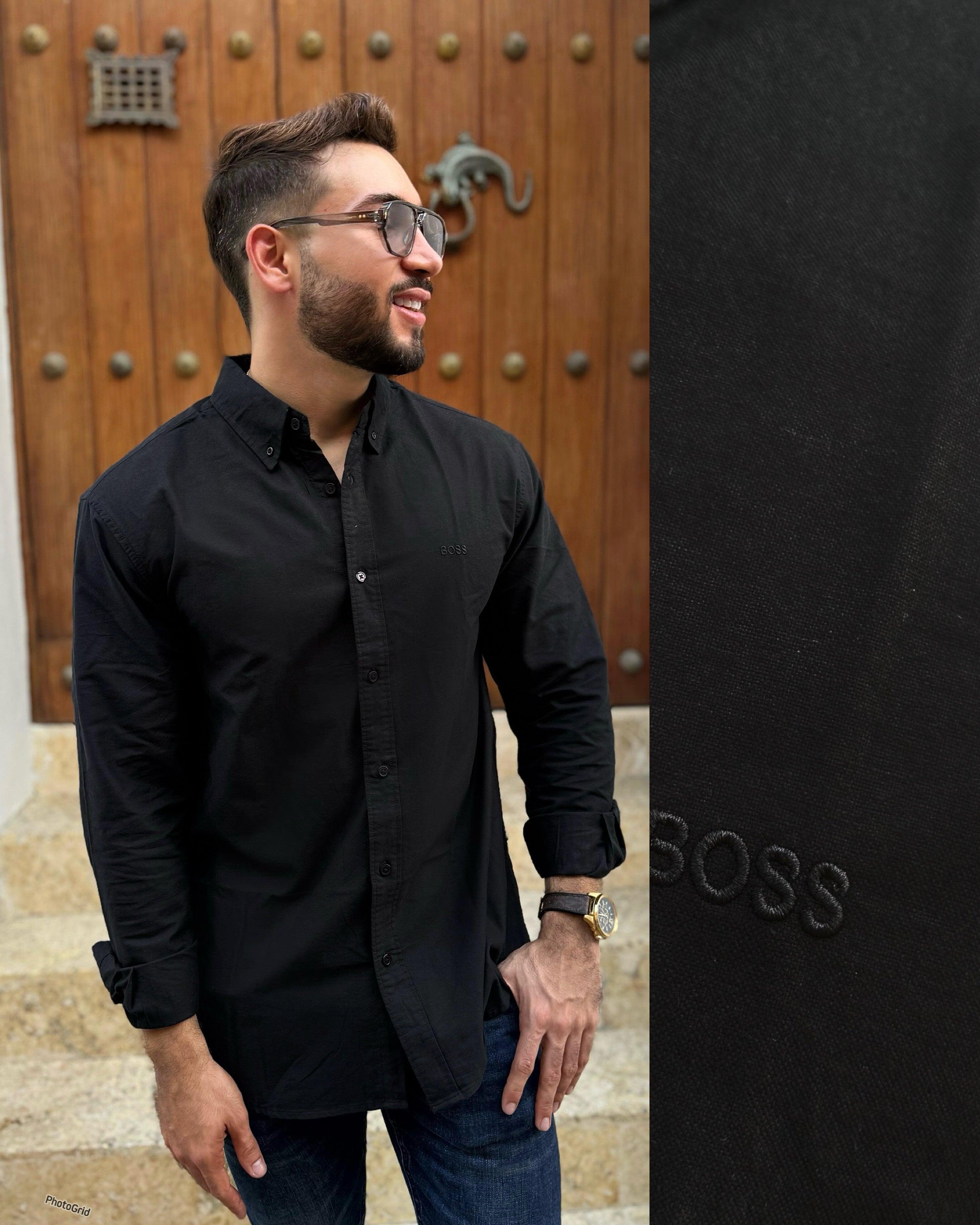 CAMISA OXFORD NEGRA HBS  vzatsv-mf.myshopify.com