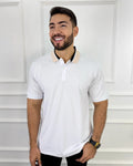 Camisa polo blanca para hombre con cuello bicolor, estilo moderno y premium