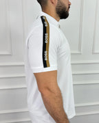 Camisa polo blanca para hombre con detalles BOSS en manga, estilo moderno y premium