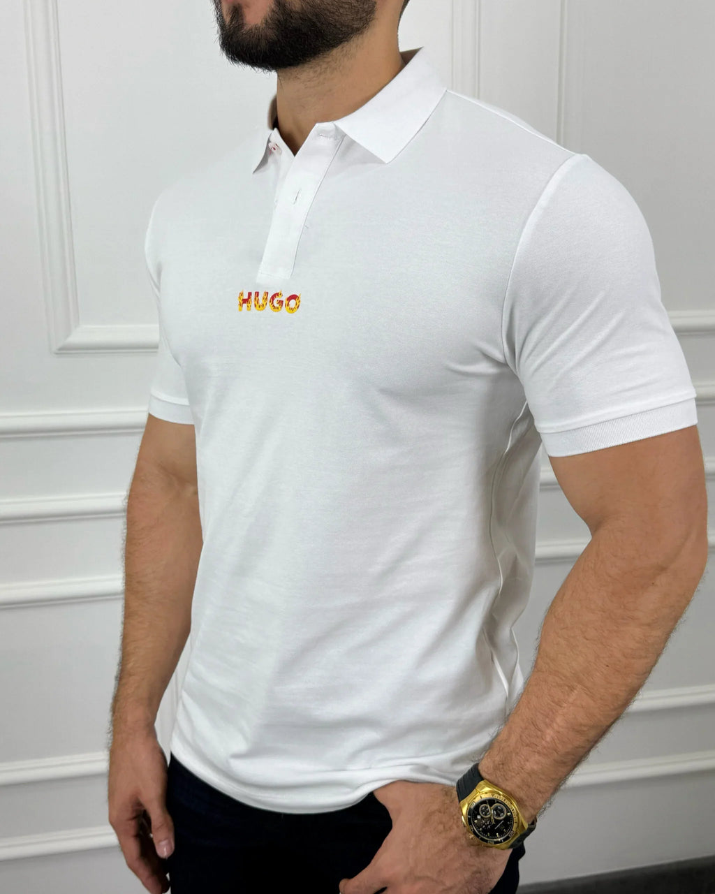 Camisa polo blanca para hombre con logo HUGO, estilo moderno y ajustado, ideal para looks casuales elegantes